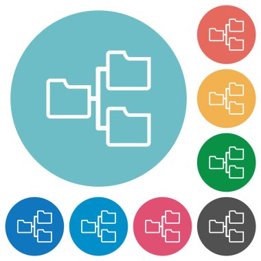 Paylaşılan dizinler yuvarlak renk arkaplanındaki düz beyaz simgeleri çizer