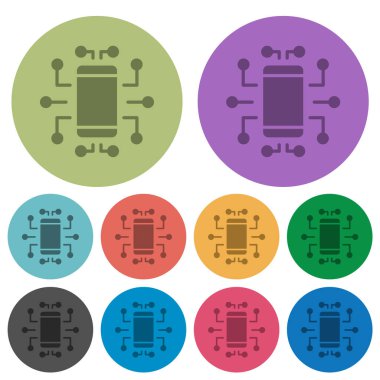 Embedded device solid darker flat icons on color round background
