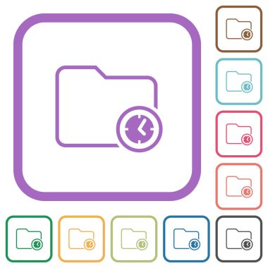 Directory time outline simple icons in color rounded square frames on white background