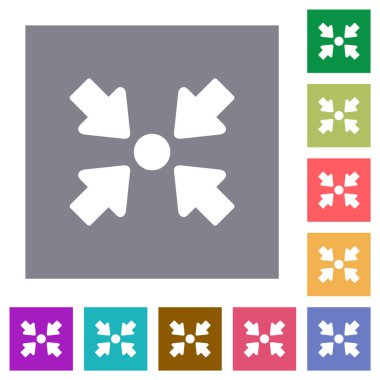 Centering object solid flat icons on simple color square backgrounds