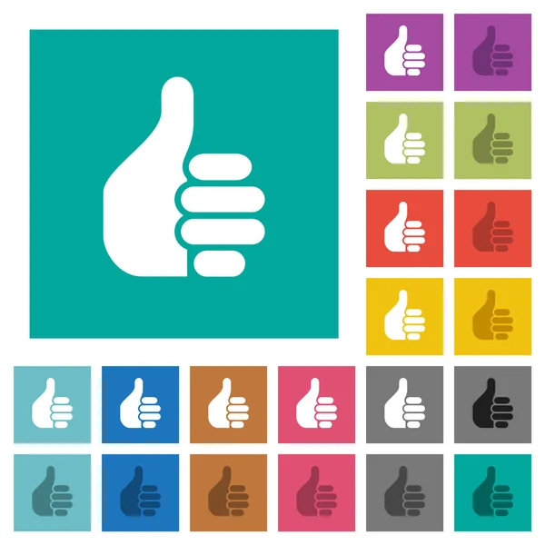 Left Handed Thumbs Solid Multi Colored Flat Icons Plain Square — Stock Vector