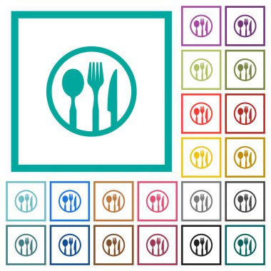 Tablo takımı beyaz arkaplanda çeyrek çerçeve içeren düz renk simgelerini ayarla