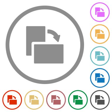 Sağ düz renk simgelerini beyaz arkaplanda yuvarlak çizgilerle döndür