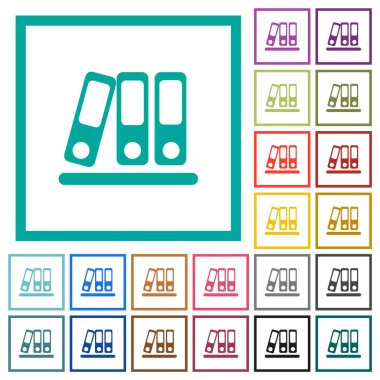 Ofis beyaz arkaplanda çeyrek çerçeve içeren düz renk simgeleri bağlar