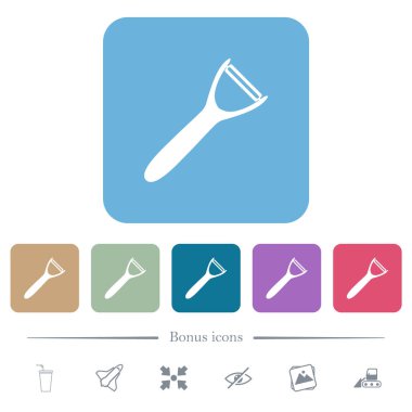 Patates soyacağı, yuvarlak kare arkaplan renginde düz beyaz simgeler. 6 bonus simgesi dahil