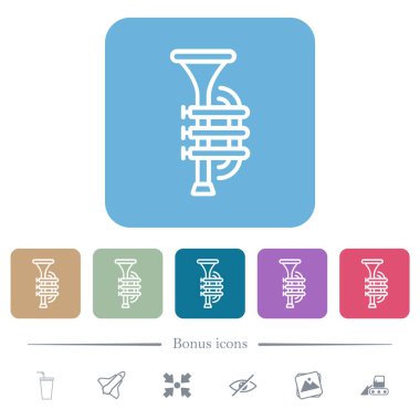 Renkli yuvarlak kare arkaplan üzerine beyaz düz simgeler. 6 bonus simgesi dahil