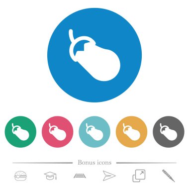 Patlıcan düz beyaz simgeler, yuvarlak renkli arkaplanlar. 6 bonus simgesi dahil.