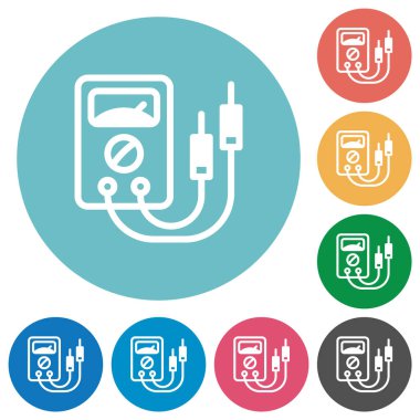 Yuvarlak renk arkaplan üzerinde çok metre düz beyaz simgeler