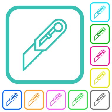 Beyaz arkaplan üzerinde eğri kenarlıklarda canlı renkli düz simgeler