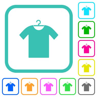 Askıda asılı renkli düz simgeler beyaz arkaplanda kıvrımlı sınırlarda