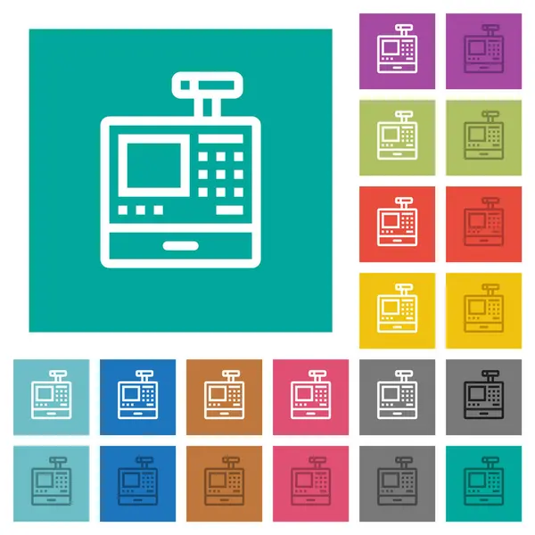Caixa Registadora Esboço Multi Colorido Ícones Planos Fundos Quadrados Simples Ilustração De Bancos De Imagens