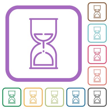 Kum camı, beyaz arkaplanda yuvarlak kare çerçeveli basit simgelerin ana hatlarını çizer