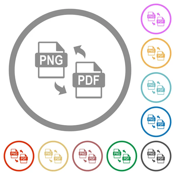 Png Conversión Archivos Pdf Iconos Color Plano Contornos Redondos Sobre Ilustración de stock