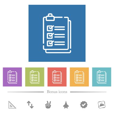 Kontrol listesi kare arkaplan içerisindeki düz beyaz simgeler. 6 bonus simgesi dahil.