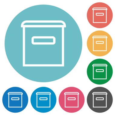 Posta kutusu ana hatları yuvarlak renk arkaplan üzerindeki düz beyaz simgeler