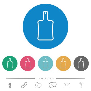 Yuvarlak renkli arka planlarda düz beyaz simgeler kesiliyor. 6 bonus simgesi dahil.