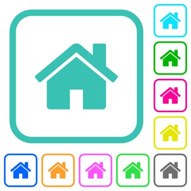 Eve canlı renkli düz simgeler beyaz arka plan üzerinde eğri sınırları içinde