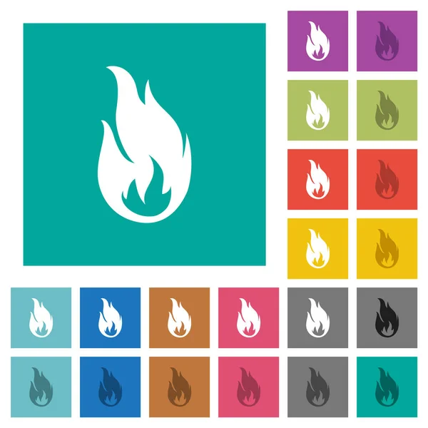 Fire Flame Multi Colored Flat Icons Plain Square Backgrounds Included — Stock Vector