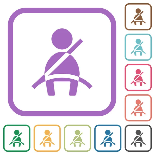 Car Seat Belt Warning Indicator Simple Icons Color Rounded Square Stockillustration