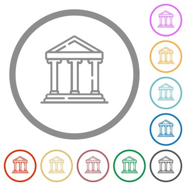 Kütüphane oluşturma ana hatları düz renk simgeleri beyaz arkaplan üzerinde yuvarlak ana hatlar