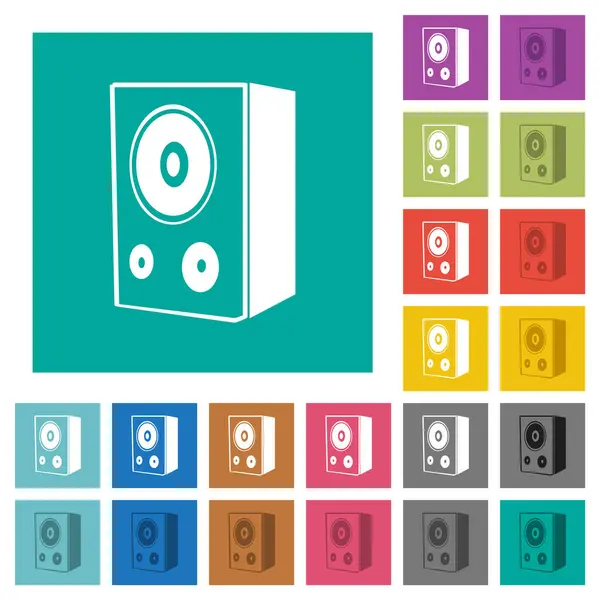 Speaker Multi Gekleurde Platte Pictogrammen Platte Vierkante Achtergronden Inclusief Witte — Stockvector