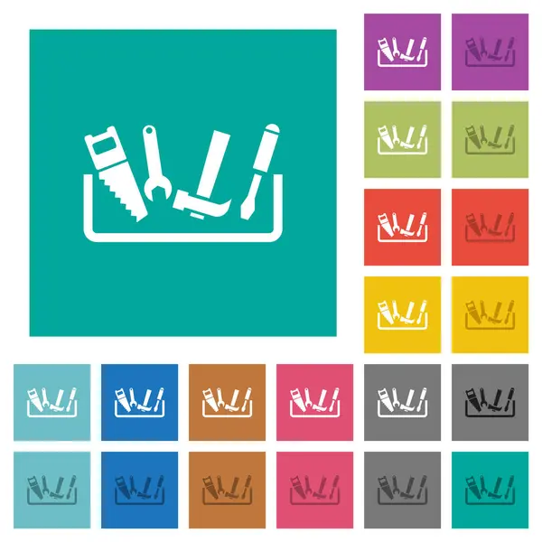 Toolbox Multi Icone Piatte Colorate Sfondi Quadrati Semplici Incluse Varianti Vettoriale Stock