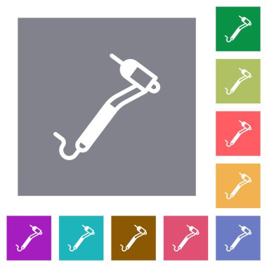Dental drill flat icons on simple color square backgrounds clipart