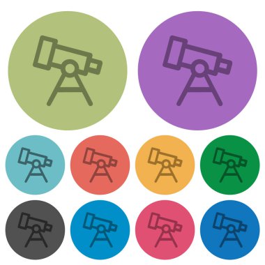 Telescope outline darker flat icons on color round background clipart