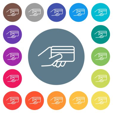 Kredi kartı ödemesi, yuvarlak renkli arka planda düz beyaz simgeler içeriyor. 17 arkaplan renk varyasyonu dahil.