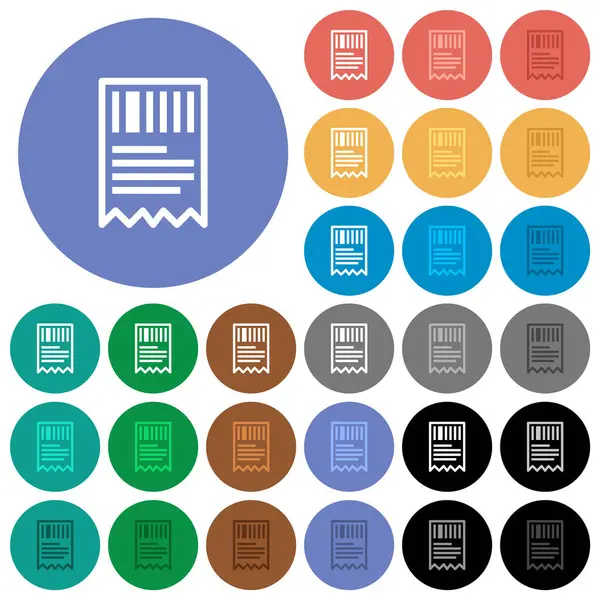 Een Ontvangstbewijs Met Barcode Omtrek Multi Gekleurde Platte Pictogrammen Ronde Stockvector