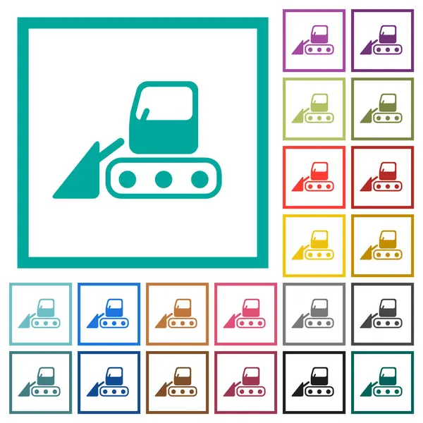 Snow Shovel Tractor Flat Color Icons Quadrant Frames White Background Stock Illustration