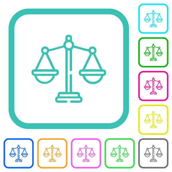 Scales Justice Outline Vivid Colored Flat Icons Curved Borders White Stock Illustration