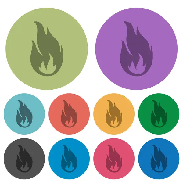 Fire Flame Darker Flat Icons Color Background — Stock Vector