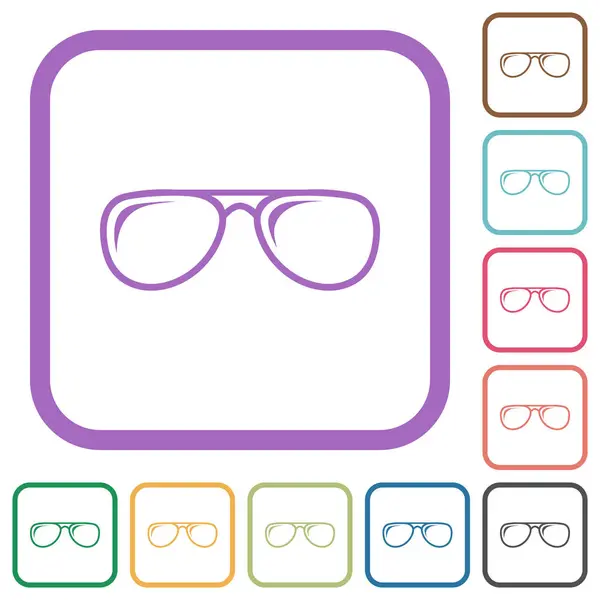 Parlatıcı Gözlüklü Gözlük Beyaz Arkaplanda Renkli Yuvarlak Kare Çerçeveli Basit Telifsiz Stok Illüstrasyonlar