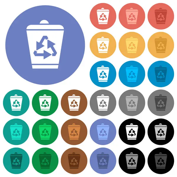 Recycle Bin Разноцветные Плоские Иконки Круглых Фонах Включены Белые Светлые Лицензионные Стоковые Иллюстрации
