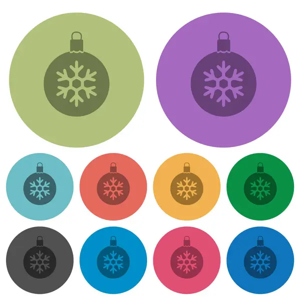 Weihnachtskugel Mit Schneeflocke Dunklere Flache Symbole Auf Rundem Hintergrund Vektorgrafiken