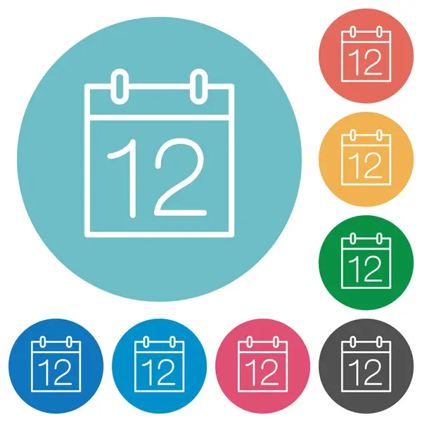 Calendar Number Outline Flat White Icons Color Backgrounds Vector Graphics