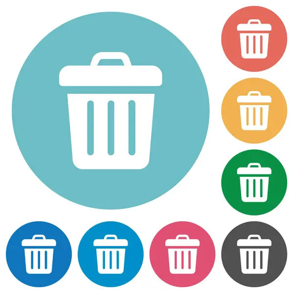Trash Solid Flat White Icons Color Backgrounds Ilustración De Stock