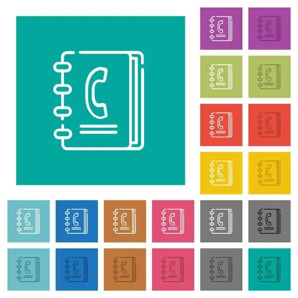 Phone Book Outline Multi Colored Flat Icons Plain Square Backgrounds 스톡 벡터