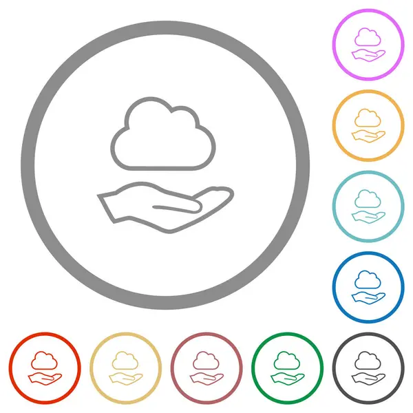Cloud Services Outline Flat Color Icons Outlines White Background Grafică vectorială