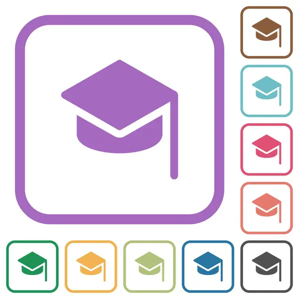 Graduation Hat Solid Simple Icons Color Rounded Square Frames White Διάνυσμα Αρχείου