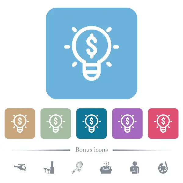 Profitable Idea Outline White Flat Icons Color Rounded Square Backgrounds Royalty Free Εικονογραφήσεις Αρχείου