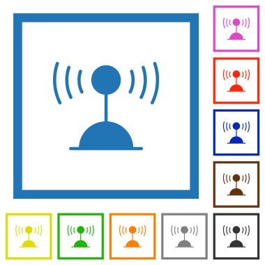 Beyaz arkaplanda kare çerçeveli katı düz renk simgeleri