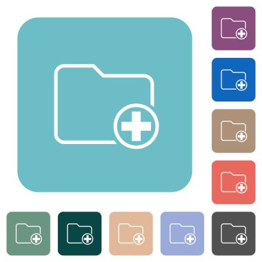 Add new directory outline white flat icons on color rounded square backgrounds clipart