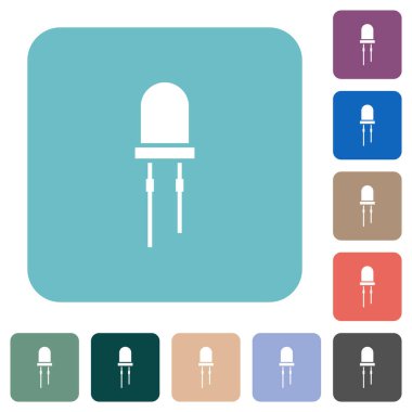 Light Emitting Diode white flat icons on color rounded square backgrounds clipart