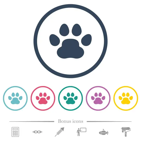 Paw Print Solid Flat Color Icons Outlines Bonus Icons Included Stockvektor