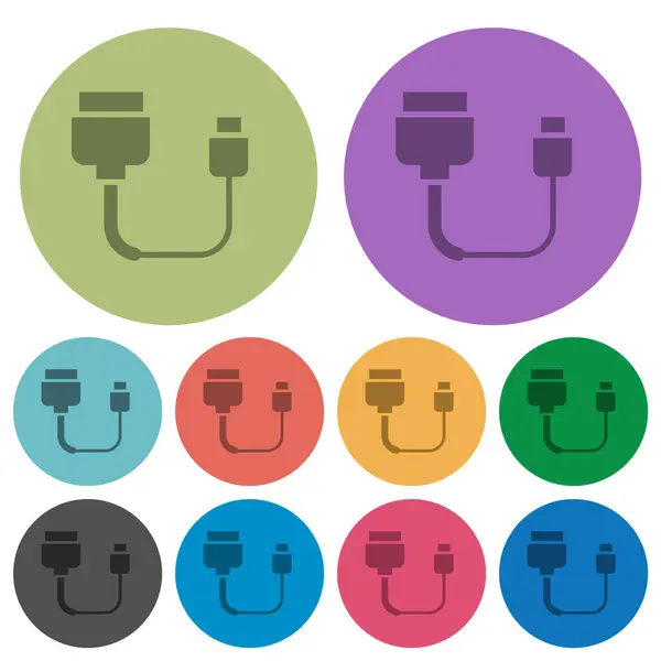 Computer Data Cable Converter Darker Flat Icons Color Background Stock-illustration