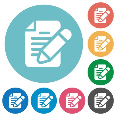 Yuvarlak renk arkaplanındaki düz beyaz simgeleri metin düzenleme