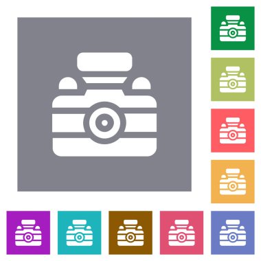 Basit renk kare arkaplanlarında düz resim simgeleri