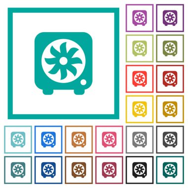 Beyaz arkaplanda çeyrek çerçeveli solunum cihazının düz renk simgeleri